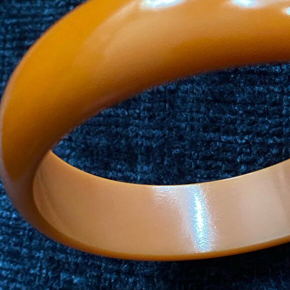 Chunky Bangle Bakelite Bracelet Caramel Butterscotch Orange Plastic - Picture 7 of 9